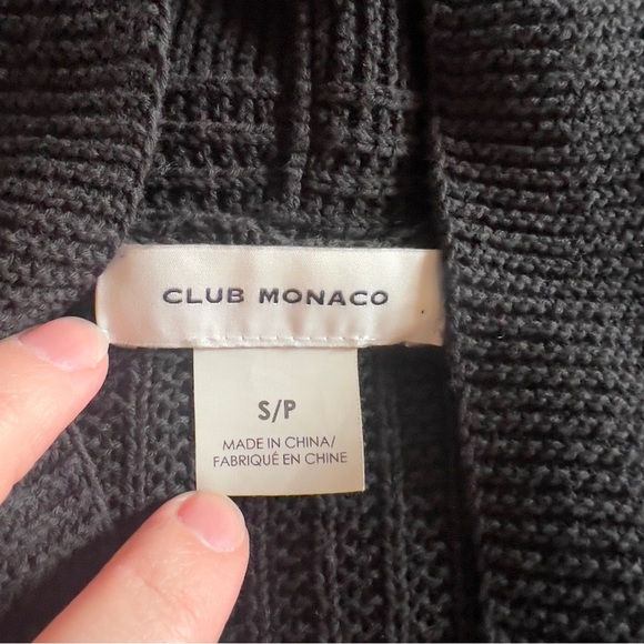 Club Monaco Black Waffle Knit Open Cardigan - Size S/P - Picture 4 of 6